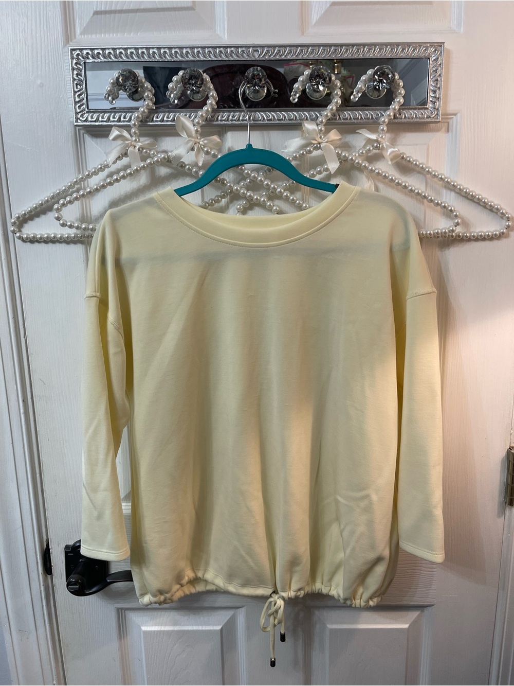 Cable & Gauge SO Soft Cream Drawstring Hem Butter Yellow Sweatshirt